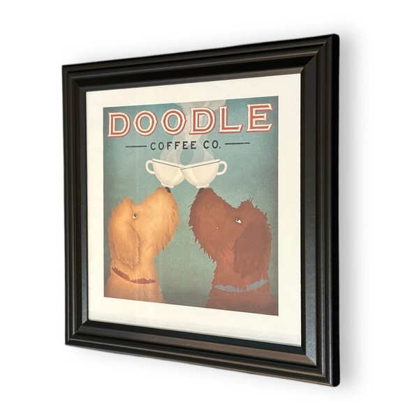 Framed Doodle Coffee Company Print 🎄🐾 Christmas Gift Goldendoodle Labradoodle - Picture 8 of 15
